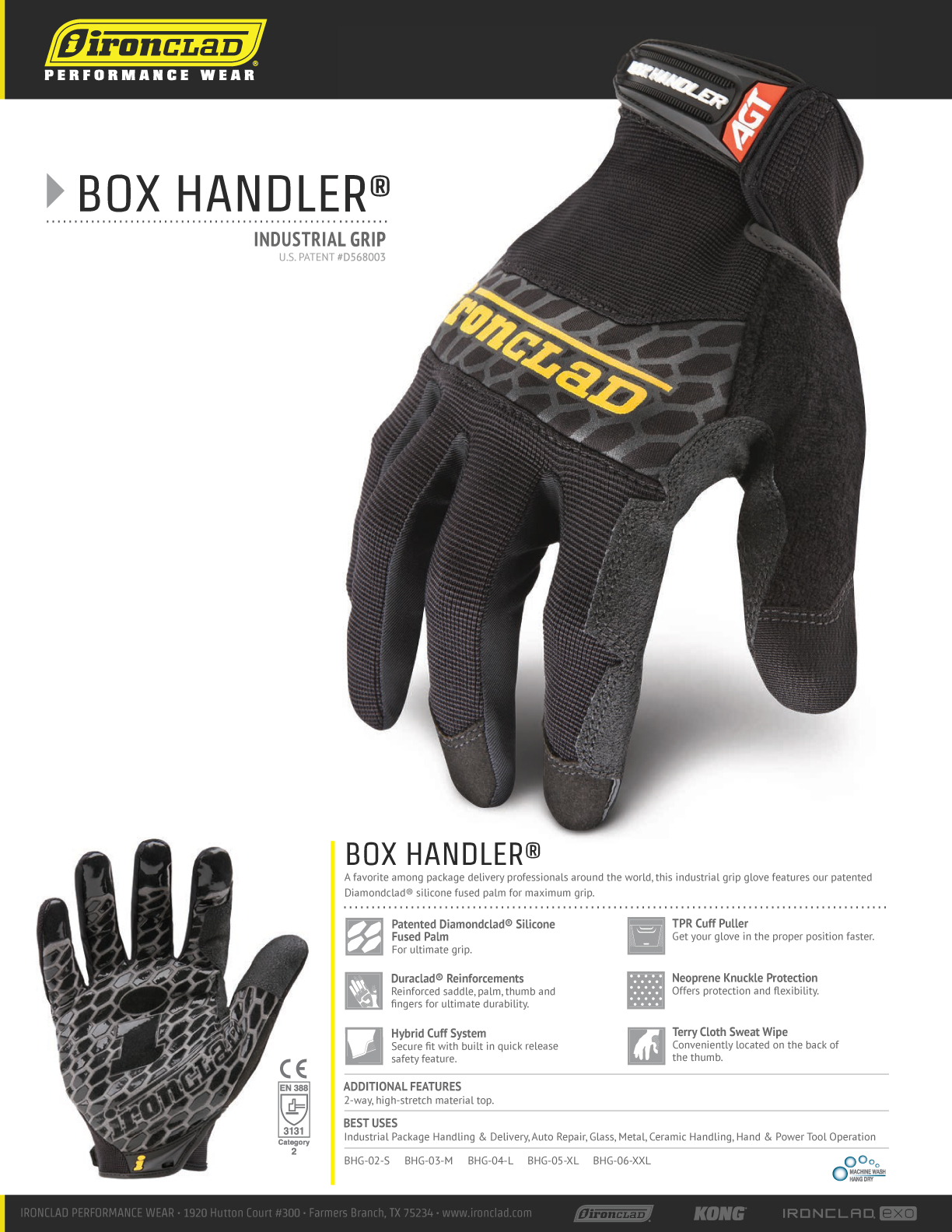 Ironclad Box Handler Work Gloves BHG, Extreme Grip, Performance